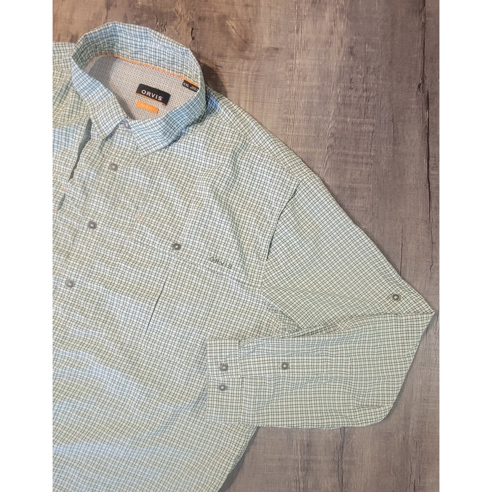 Orvis Men XXL Green Plaid Active Fit Long Sleeve Vented Fishing Shirt Microcheck